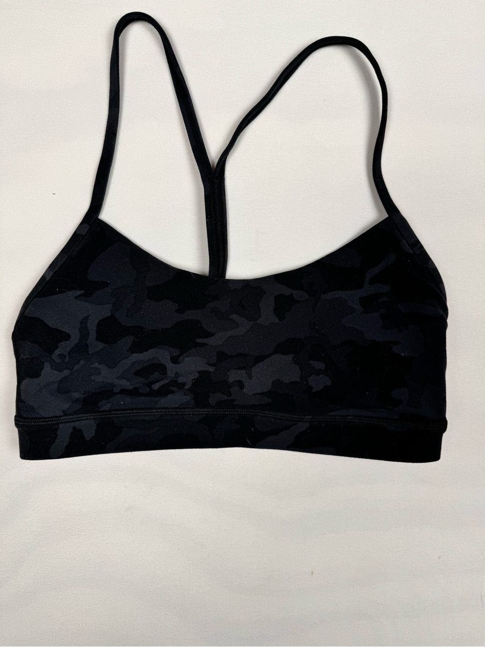 Lululemon Flow Y Bra *Nulu Formation Camo Deep Coal Black Gray Women’s 6